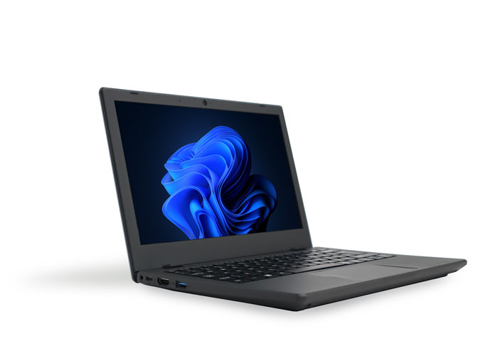 Open LEAP laptop showing the screen, keyboard and side connections
